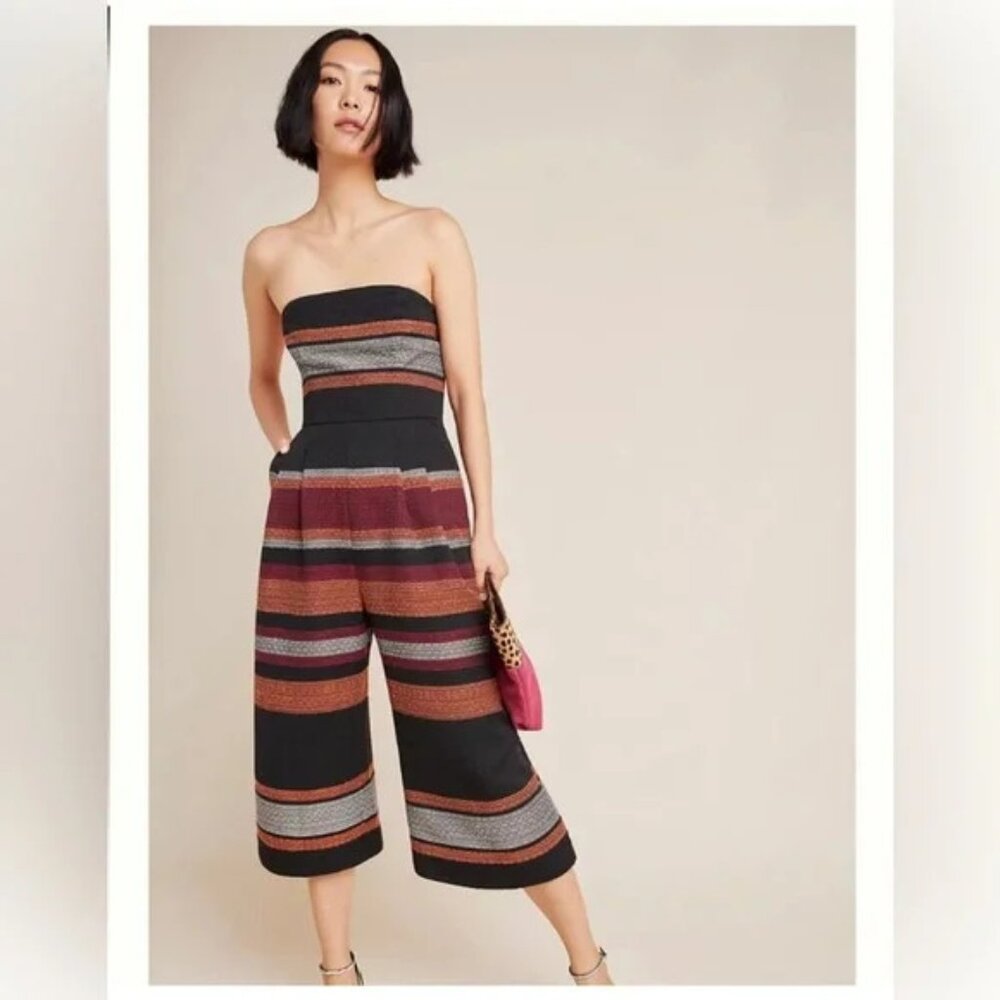 Anthropologie Corey Lynn Calter Nina Wide Leg Strapless Striped Jumpsuit. SZ 6P - Picture 1 of 5